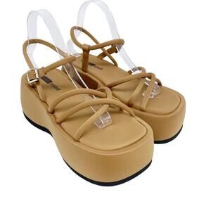 Jeffrey Campbell Glow up Platform Wedge Sandal Dark Natural Neoprene‎ Size 9
